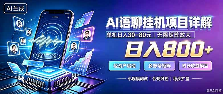 (20314期)AI语聊挂机,日入800+,适用个人副业,工作室矩阵操作祝你网--专注互联网创业.信息差副业研究拒绝割韭菜祝你网
