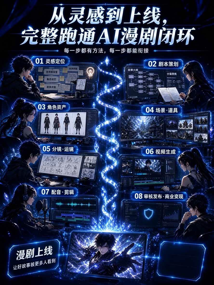 （20906期）【无水印】2026AI漫剧创作与商业变现掘金营：打通选题→AI编剧→角色场景→自动分镜→视频生成→剪辑发布→运营变现