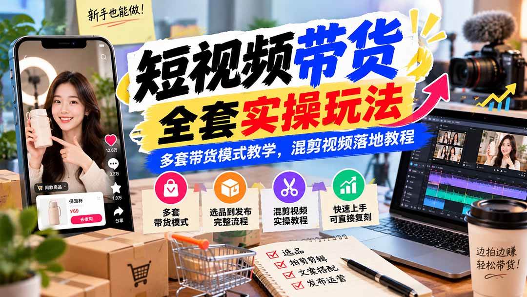 fc43c2c6e05736ac7a0f9678fc89907d.jpeg (20991期)【无水印】短视频带货全套实操玩法,多套带货模式教学,混剪视频落地教程