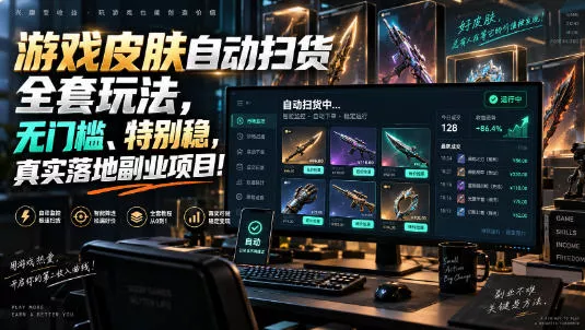 游戏皮肤自动扫货全套玩法,无门槛、特别稳,真实落地副业项目!【揭秘】祝你网--专注互联网创业.信息差副业研究拒绝割韭菜祝你网