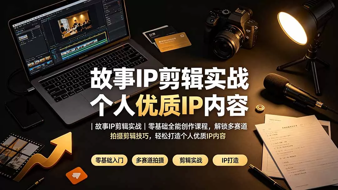 故事IP剪辑实战|零基础全能创作课程,解锁多赛道拍摄剪辑技巧,轻松打造个人优质IP内容祝你网--专注互联网创业.信息差副业研究拒绝割韭菜祝你网