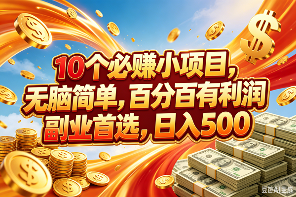 (18918期)10个必赚的小项目,百分百赚元子,无脑简单,副业首选,日入500+祝你网--专注互联网创业.信息差副业研究拒绝割韭菜祝你网