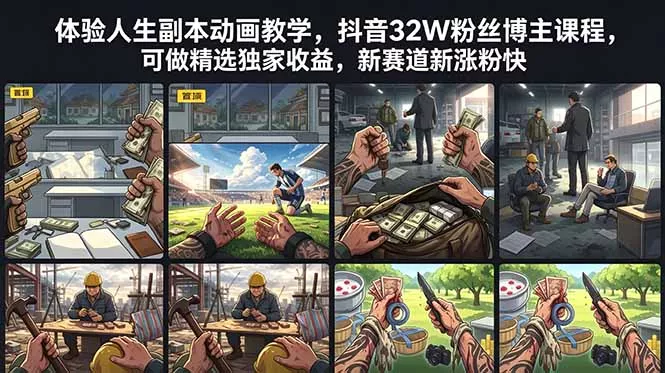 体验人生副本动画教学, 抖音32W粉丝博主课程,可做精选独家收益,新赛道新涨粉快祝你网--专注互联网创业.信息差副业研究拒绝割韭菜祝你网
