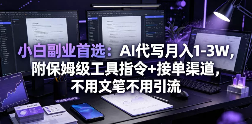 小白副业首选：AI代写月入1-3W，附保姆级工具指令+接单渠道，不用文笔不用引流【揭秘】祝你网--专注互联网创业.信息差副业研究拒绝割韭菜祝你网