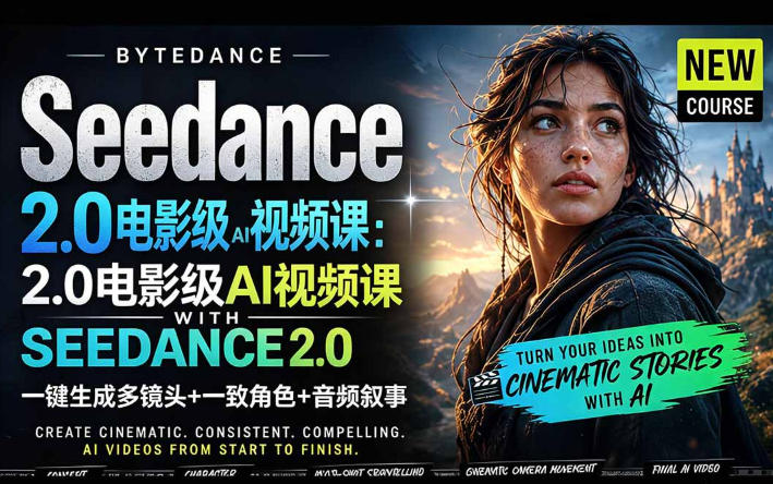 fe72ada0152be24e29538dc43fd5bfaf.jpeg 字节跳动的Seedance 2.0 AI电影视频生成制作教程,一键生成多镜头+一致角色+音频叙事-中英字幕