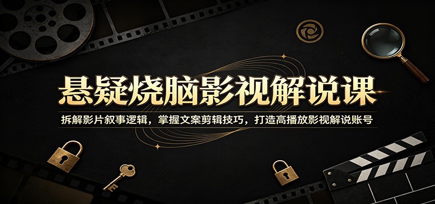 悬疑烧脑影视解说课:拆解影片叙事逻辑,掌握文案剪辑技巧,打造高播放影视解说账号祝你网--专注互联网创业.信息差副业研究拒绝割韭菜祝你网