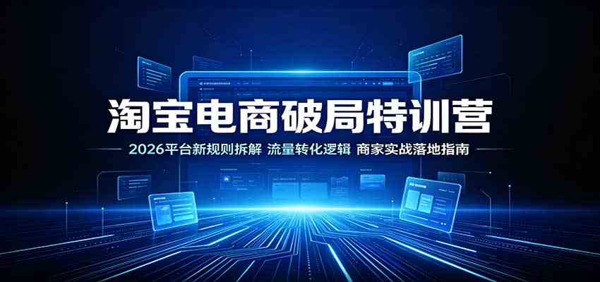 淘宝电商破局特训营:2026平台新规则拆解,流量转化逻辑,商家实战落地指南祝你网--专注互联网创业.信息差副业研究拒绝割韭菜祝你网
