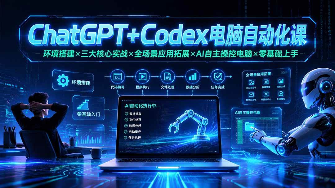 （19583期）ChatGPT+Codex电脑自动化课：环境搭建×三大核心实战×全场景应用拓展×AI自主操控电脑×零基础上手祝你网--专注互联网创业.信息差副业研究拒绝割韭菜祝你网