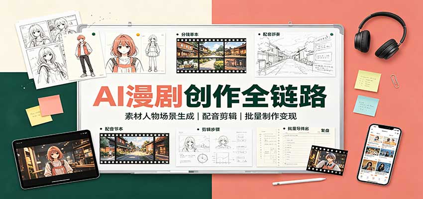 AI漫剧创作全链路：素材人物场景生成，配音剪辑，批量制作变现祝你网--专注互联网创业.信息差副业研究拒绝割韭菜祝你网