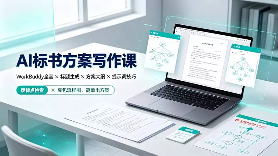 ff72a60af35063f13a0497dd22095a95.webp AI标书方案写作课:WorkBuddy全套×标题生成×方案大纲×提示词技巧×废标点检查×豆包流程图,高效出方案
