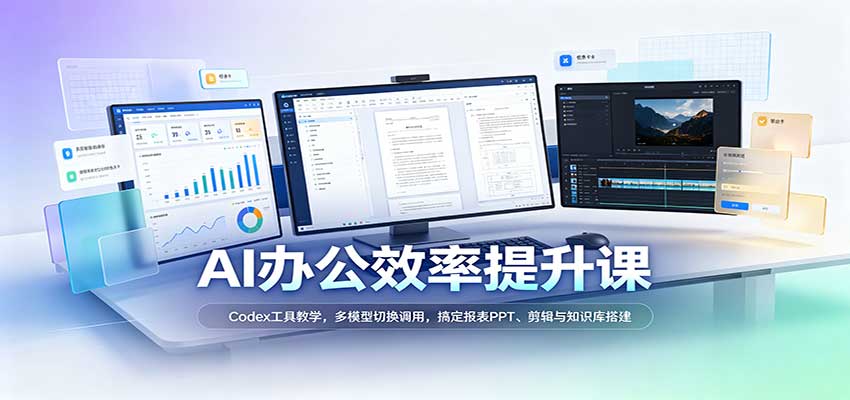 AI办公效率提升课:Codex工具教学,多模型切换调用,搞定报表PPT、剪辑与知识库搭建祝你网--专注互联网创业.信息差副业研究拒绝割韭菜祝你网